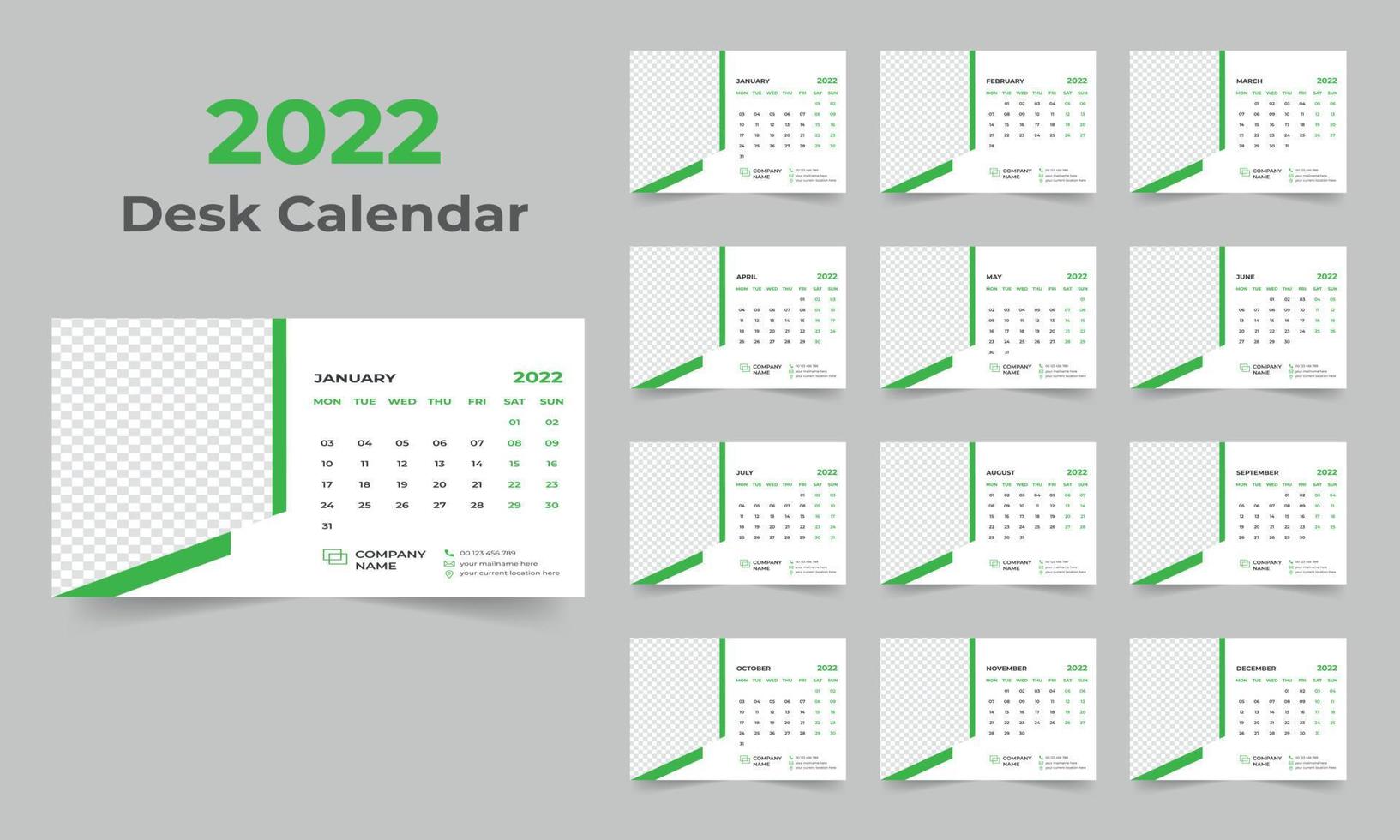 Modelo de design de calendário de mesa 2022 vetor