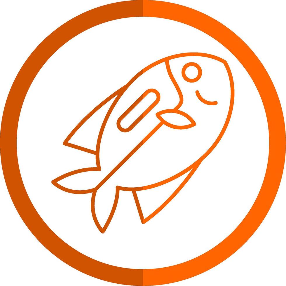 peixe cirurgião linha laranja círculo ícone vetor