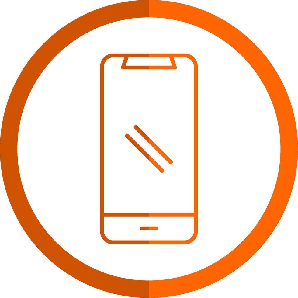 Smartphone linha laranja círculo ícone vetor