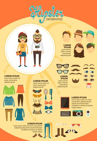 Hipster infográficos com elementos de design de moda vetor