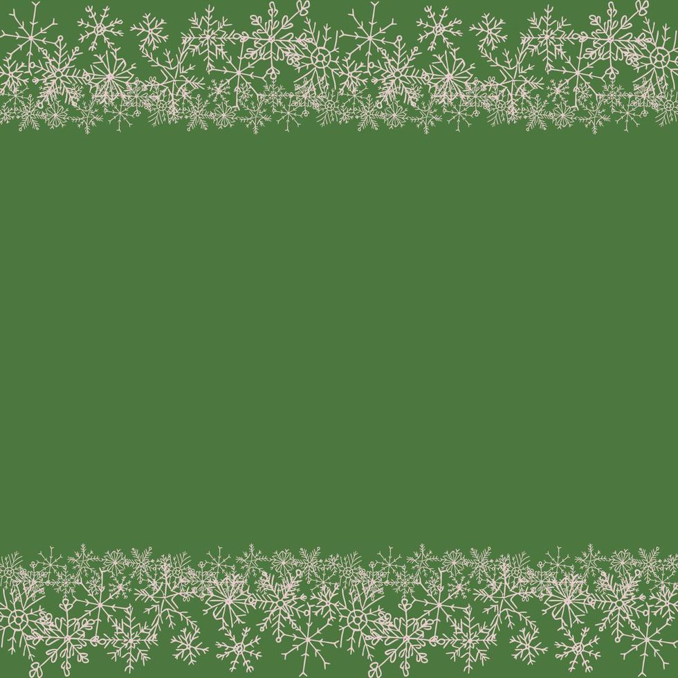 fundo verde de natal com flocos de neve e com lugar para texto vetor