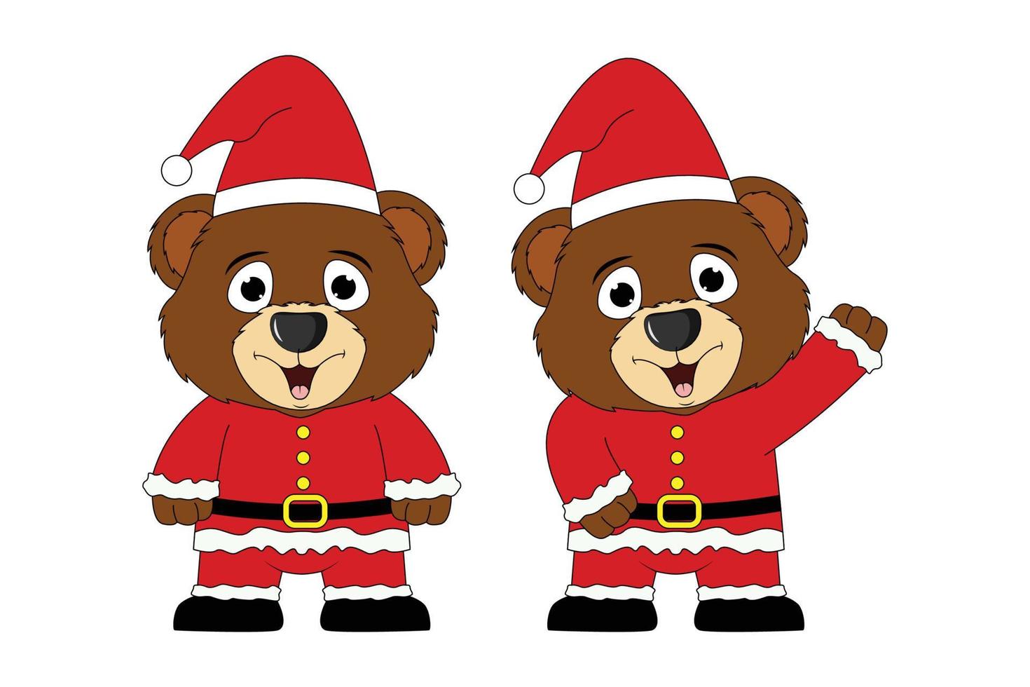 desenho de urso fofo no natal vetor