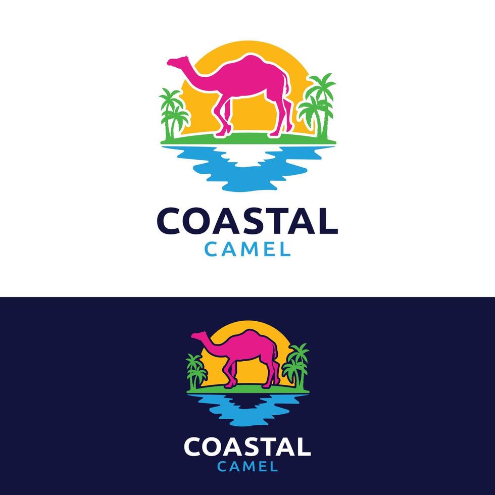 modelo de design de logotipo de camelo costeiro colorido vetor