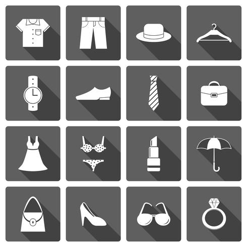 Conjunto de ícones de sapatos de acessórios de roupas vetor