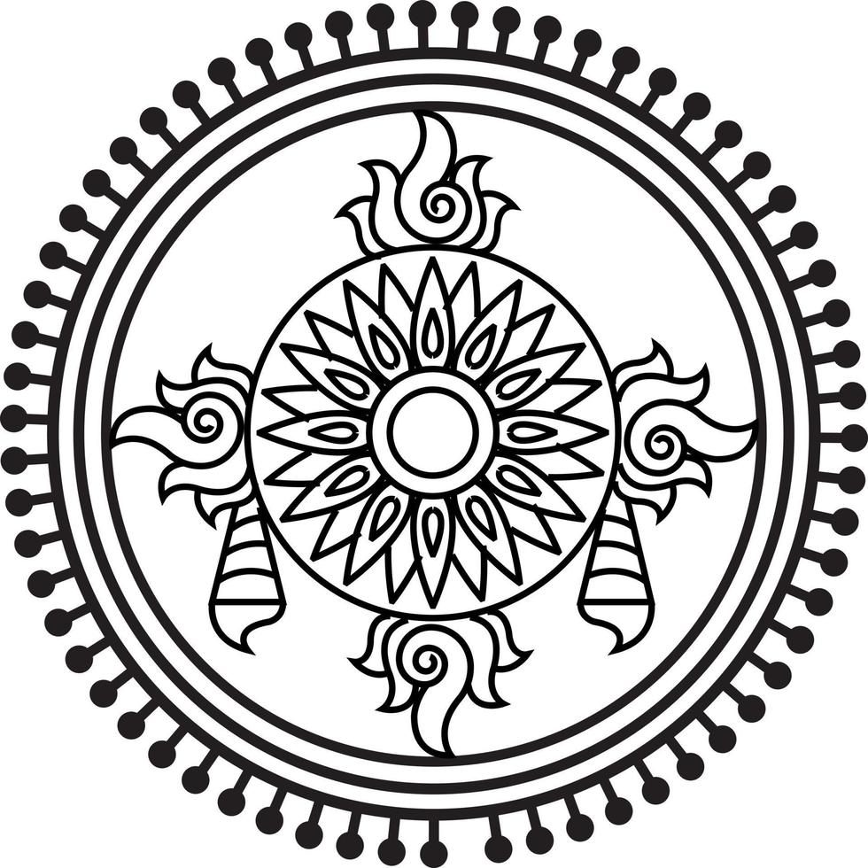 Rangoli tradicional e cultural indiano, alpona, kolam ou arte vetorial de paisley. arte de bengala na índia. para impressão têxtil, logotipo, papel de parede vetor