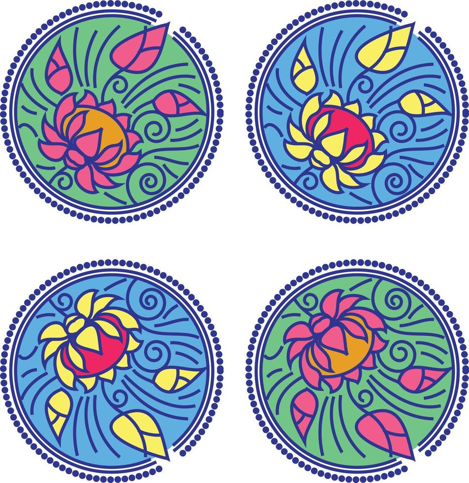 Rangoli tradicional e cultural indiano, alpona, kolam ou arte vetorial de paisley. arte de bengala na índia. para impressão têxtil, logotipo, papel de parede vetor