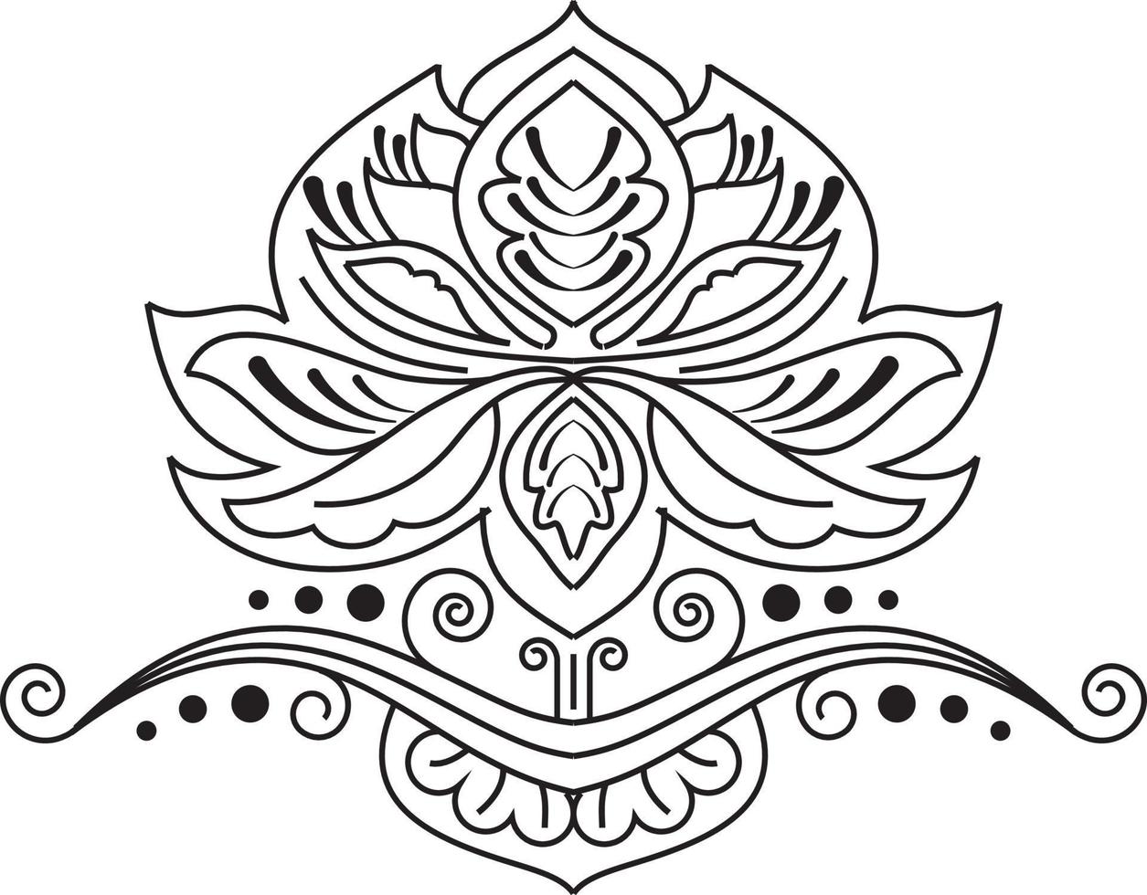 Rangoli tradicional e cultural indiano, alpona, kolam ou arte vetorial de paisley. arte de bengala na índia. para impressão têxtil, logotipo, papel de parede vetor