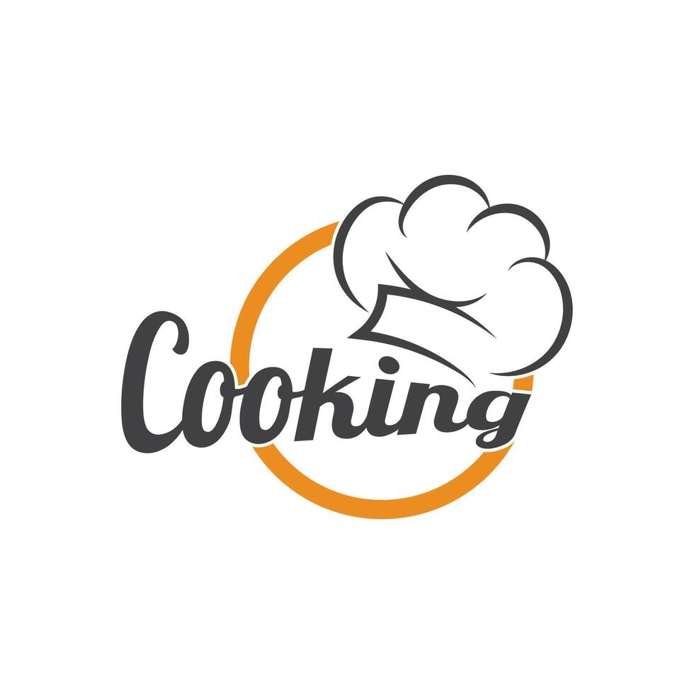 chefe de cozinha logotipo chefe de cozinha chapéu cozinhando e refeições logotipo Vektor Projeto vetor