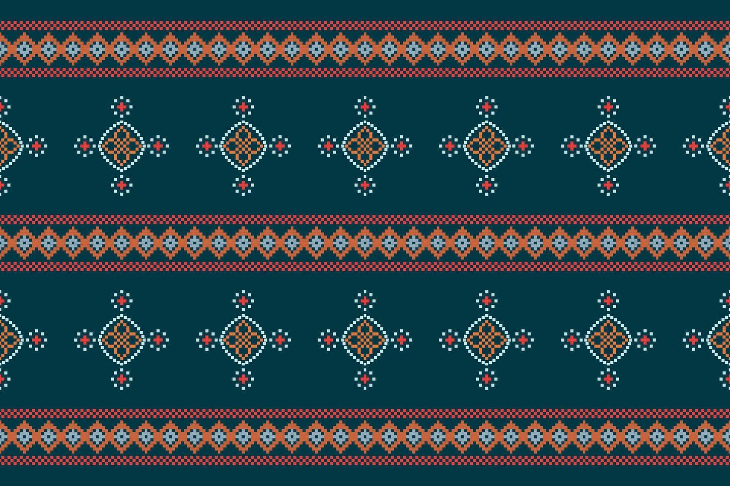 tradicional étnico motivos ikat geométrico tecido padronizar Cruz ponto.ikat bordado étnico oriental pixel marinha azul fundo. abstrato, ilustração. textura, lenço, decoração, papel de parede. vetor