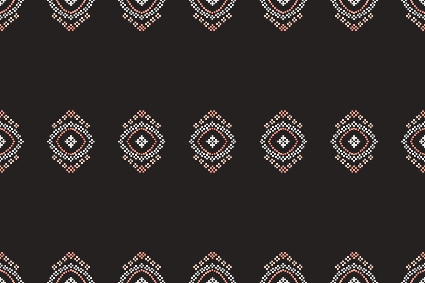 tradicional étnico motivos ikat geométrico tecido padronizar Cruz ponto.ikat bordado étnico oriental pixel Castanho fundo. abstrato, ilustração. textura, lenço, decoração, papel de parede. vetor