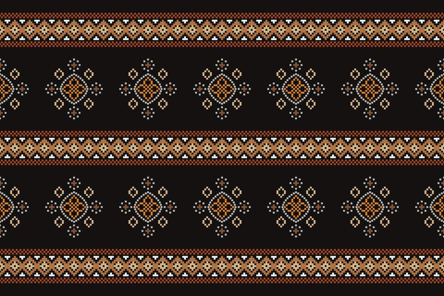 tradicional étnico motivos ikat geométrico tecido padronizar Cruz ponto.ikat bordado étnico oriental pixel Castanho fundo. abstrato, ilustração. textura, lenço, decoração, papel de parede. vetor