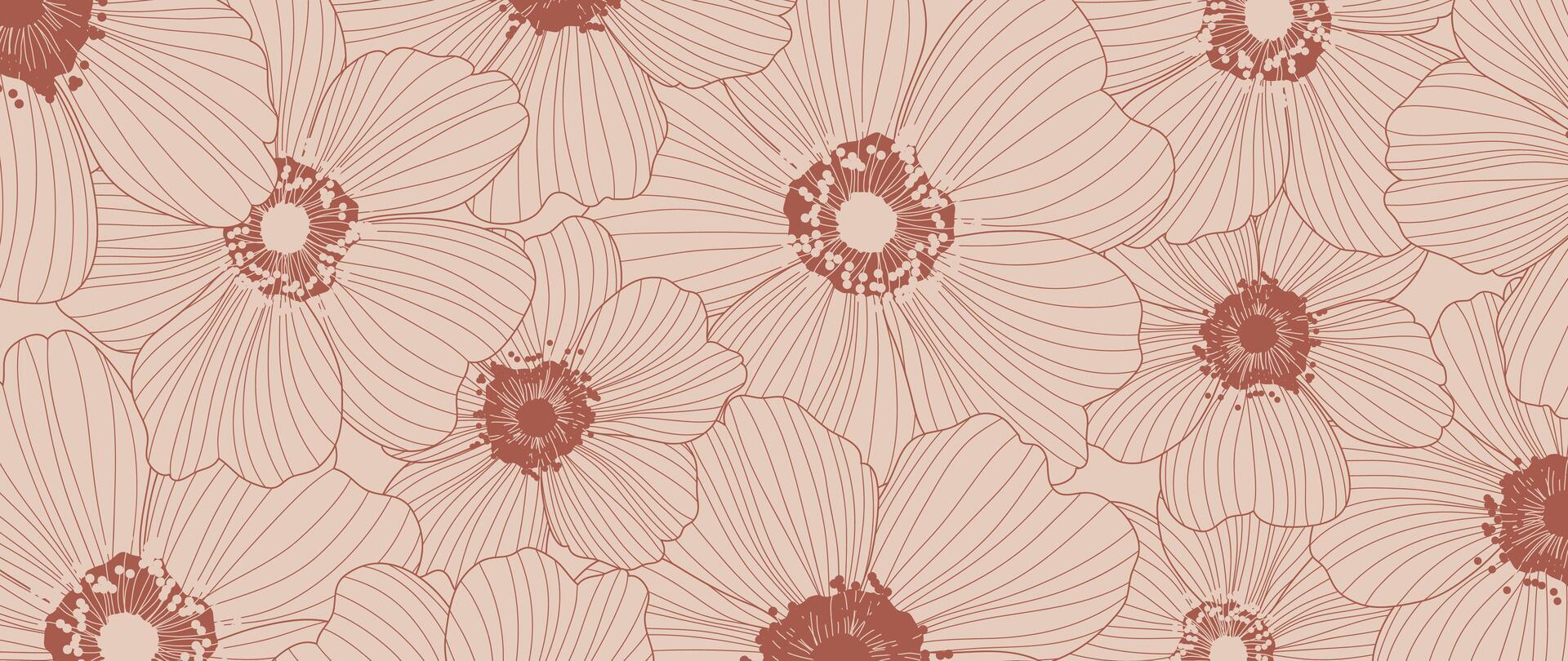 abstrato floral linha arte fundo. folha papel de parede do tropical folhas, folha filial, plantas dentro mão desenhado padronizar em Rosa. botânico selva ilustrado para bandeira, impressões, decoração, tecido. vetor