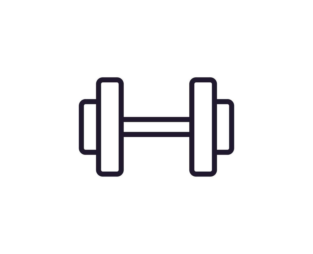 dumbell linha ícone. Prêmio qualidade logotipo para rede sites, projeto, conectados lojas, empresas, livros, anúncios. Preto esboço pictograma isolado em branco fundo vetor