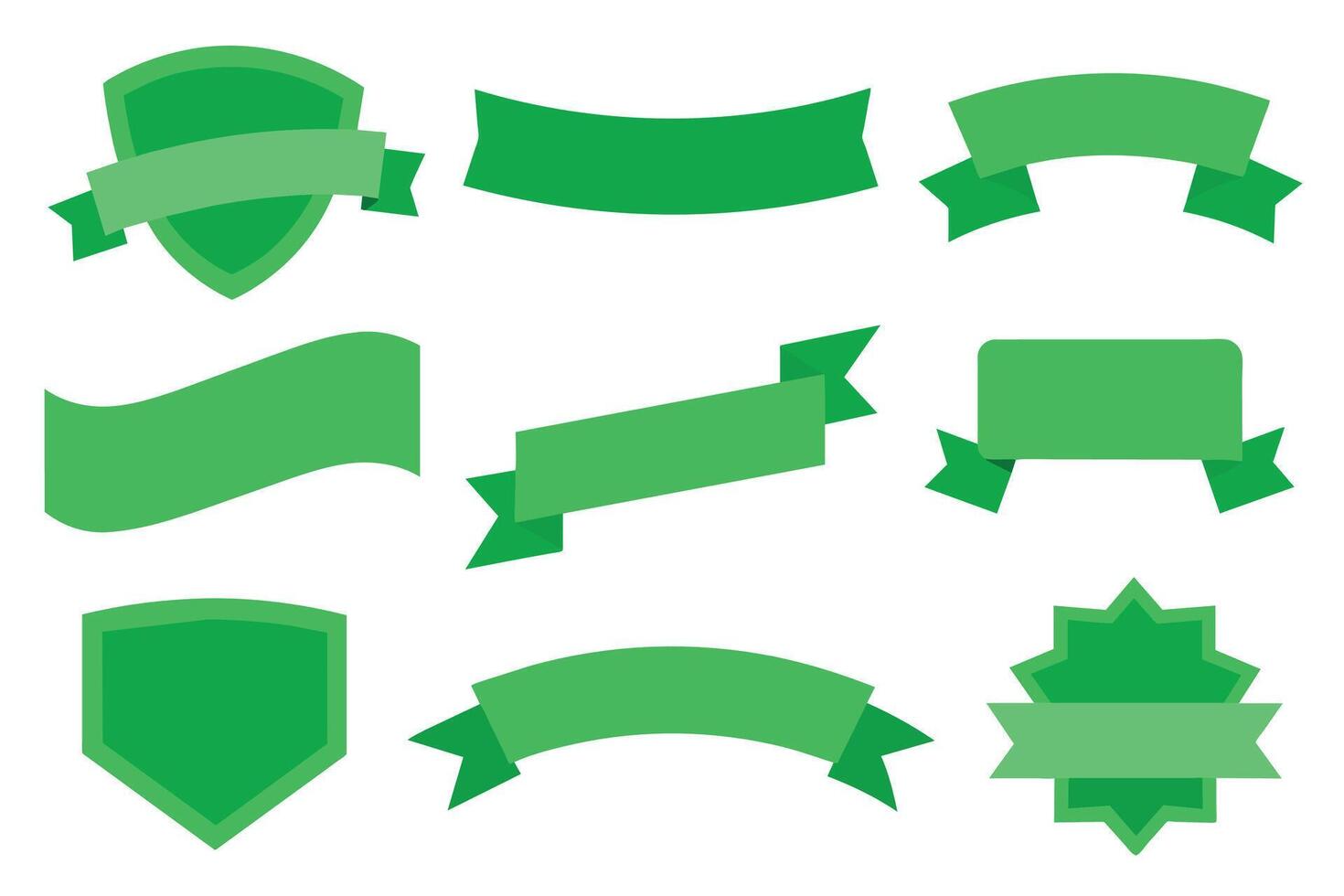 coleção do verde fitas Tag Distintivos e etiquetas isolado branco fundo vetor