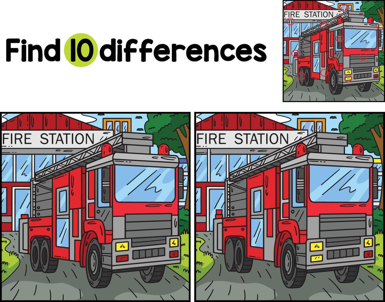 bombeiro caminhão encontrar a diferenças vetor