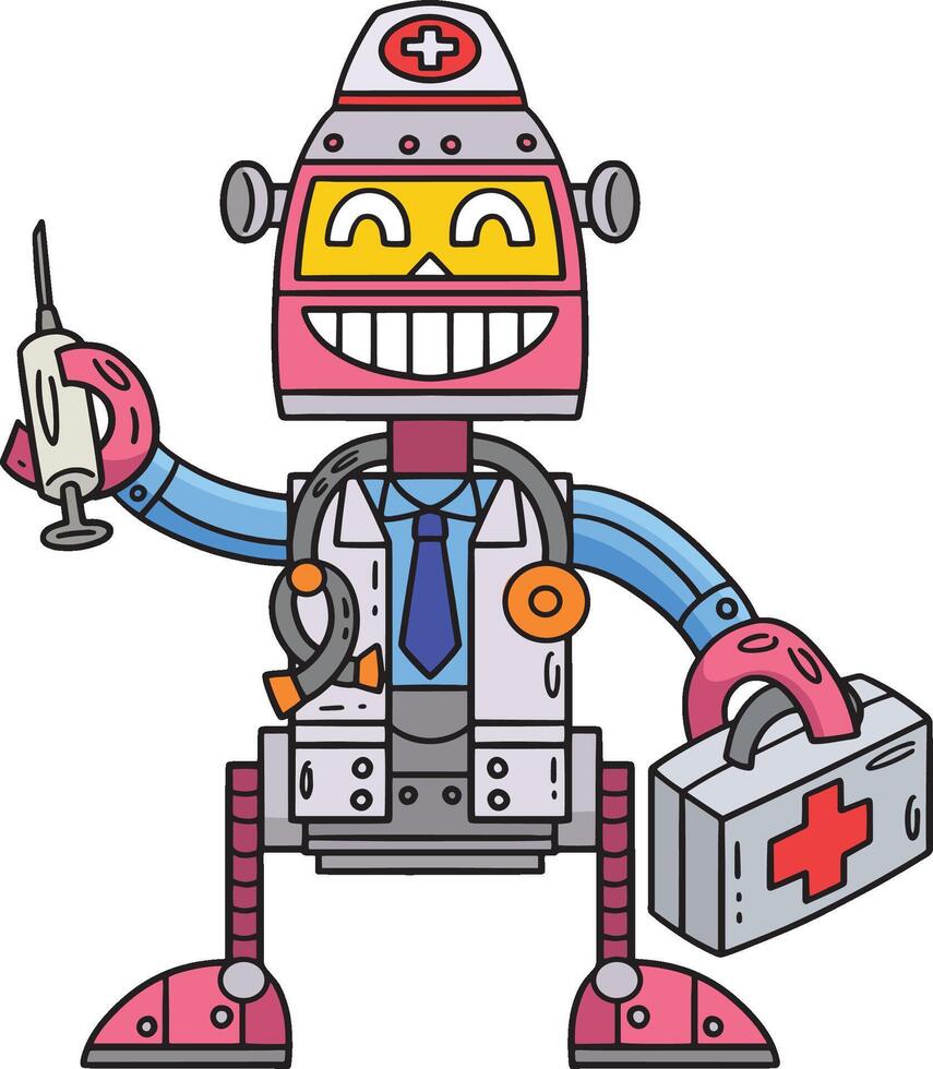 robô médico desenho animado colori clipart ilustração vetor
