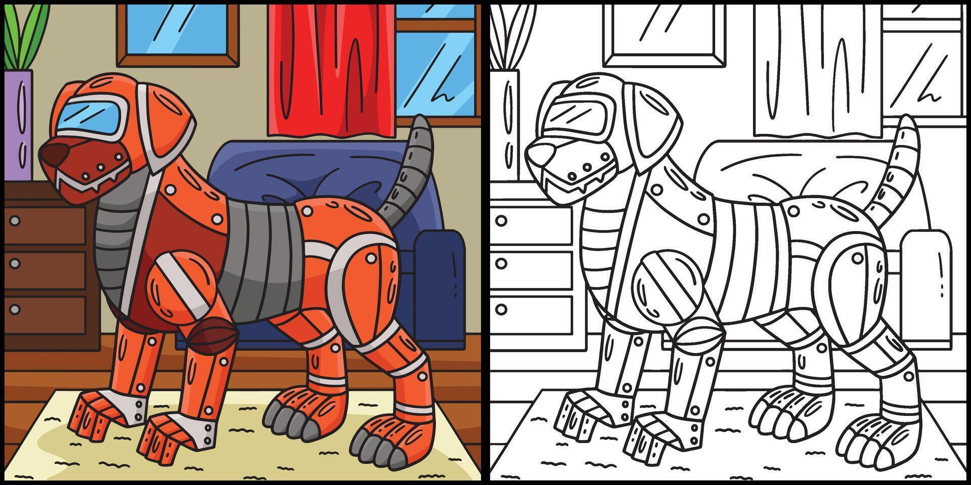 robô cachorro coloração página colori ilustração vetor