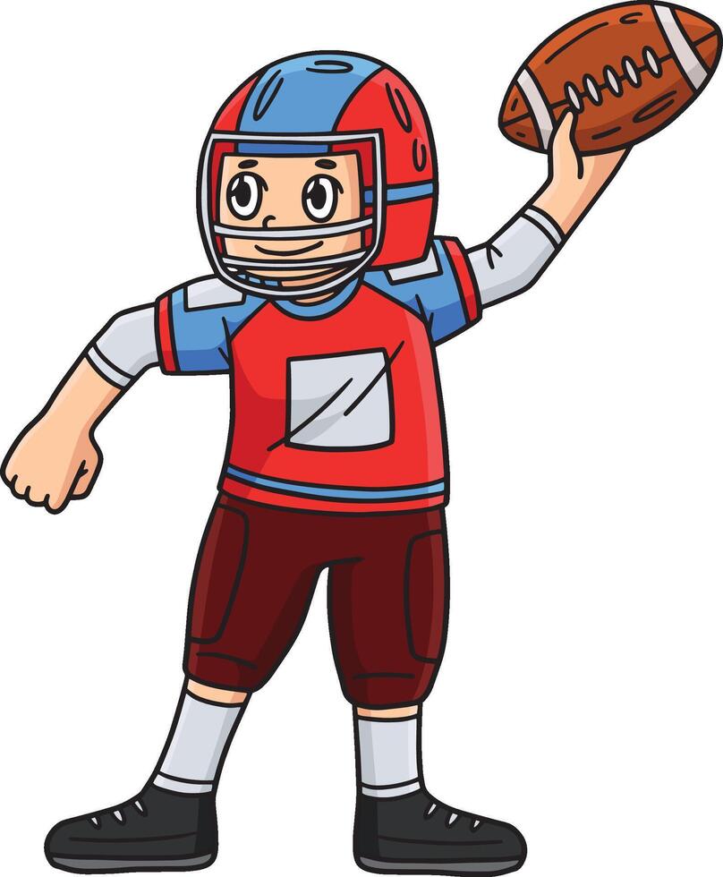 americano futebol jogador com bola desenho animado clipart vetor