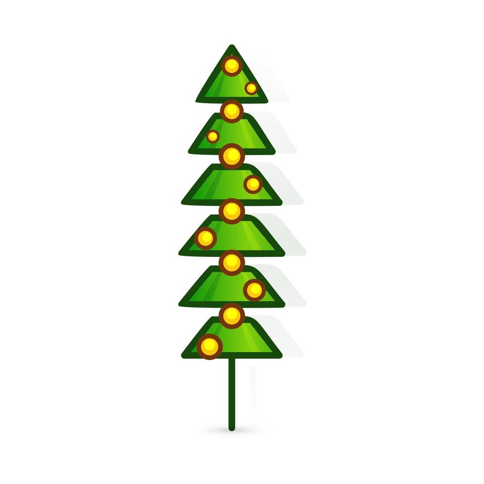 ícone de vetor de árvore de Natal. árvore decorada em estilo de arte de linha plana. pinho verde para design de cartões e convites para feriados de ano novo e Natal. ilustração em vetor conífera dos desenhos animados.