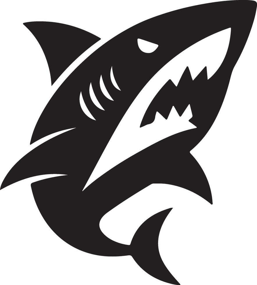 uma mínimo Bravo Tubarão plano ilustração silhueta, Preto cor silhueta 6 vetor