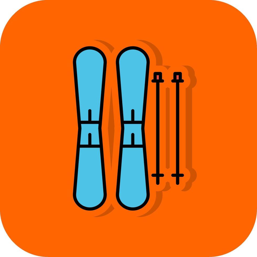 esquis preenchidas laranja fundo ícone vetor