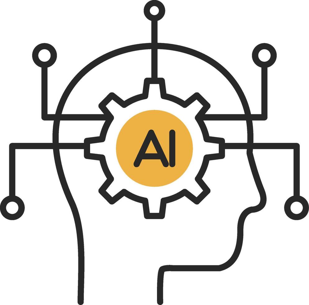 artificial inteligência esfolado preenchidas ícone vetor