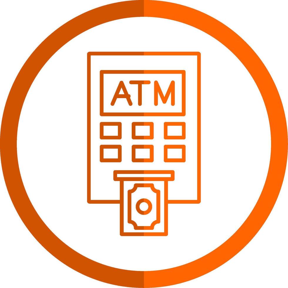 atm máquina linha laranja círculo ícone vetor