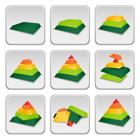 Ícones de indicador de status da pirâmide vetor