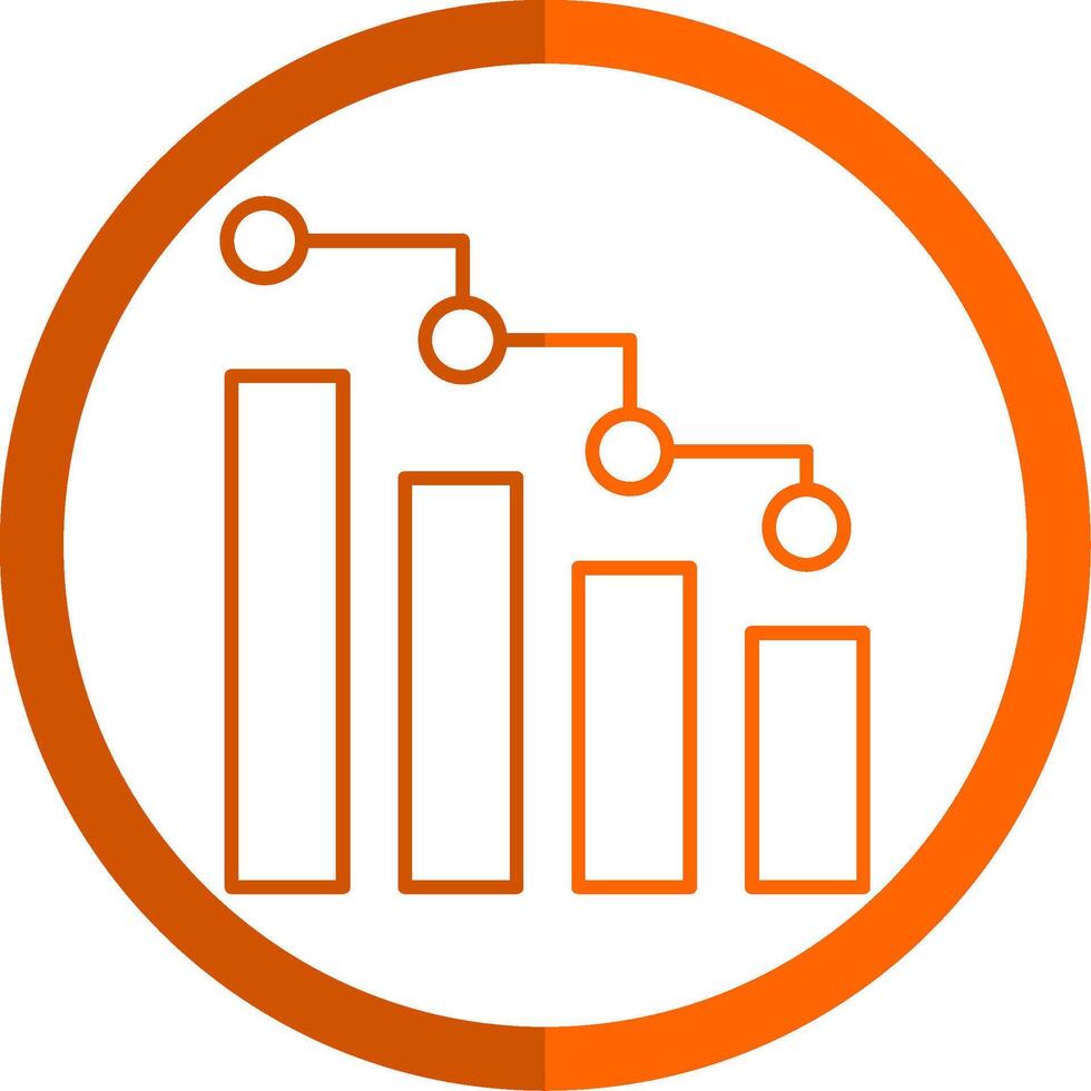 Barra gráfico linha laranja círculo ícone vetor