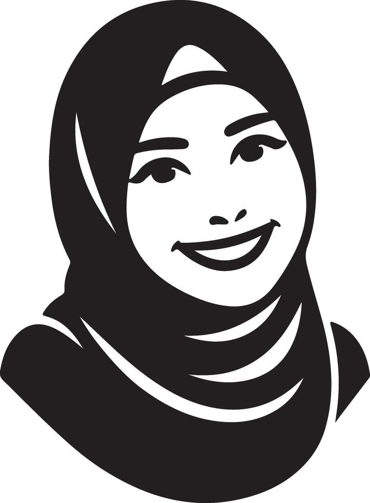 uma sorridente hijab mulher plano silhueta, Preto cor silhueta 2 vetor