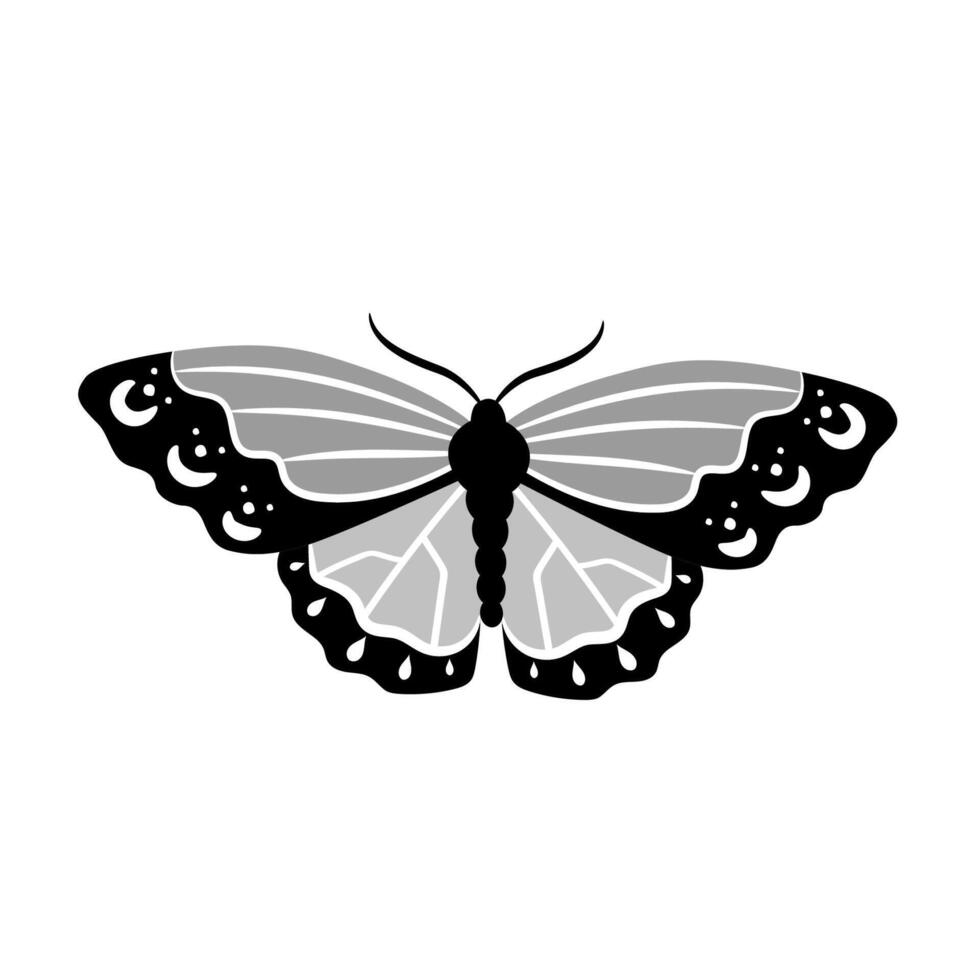 lindo borboleta em branco fundo. Preto e branco ilustração para a Projeto do embalagem, cartões, padrões. vetor