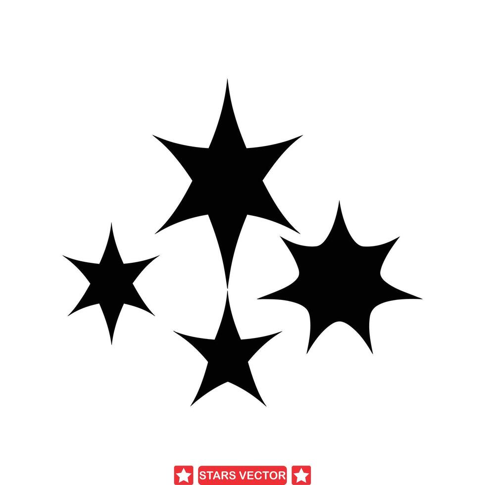 celestial esplendor uma coleção do deslumbrante Estrela silhuetas para seu desenhos vetor