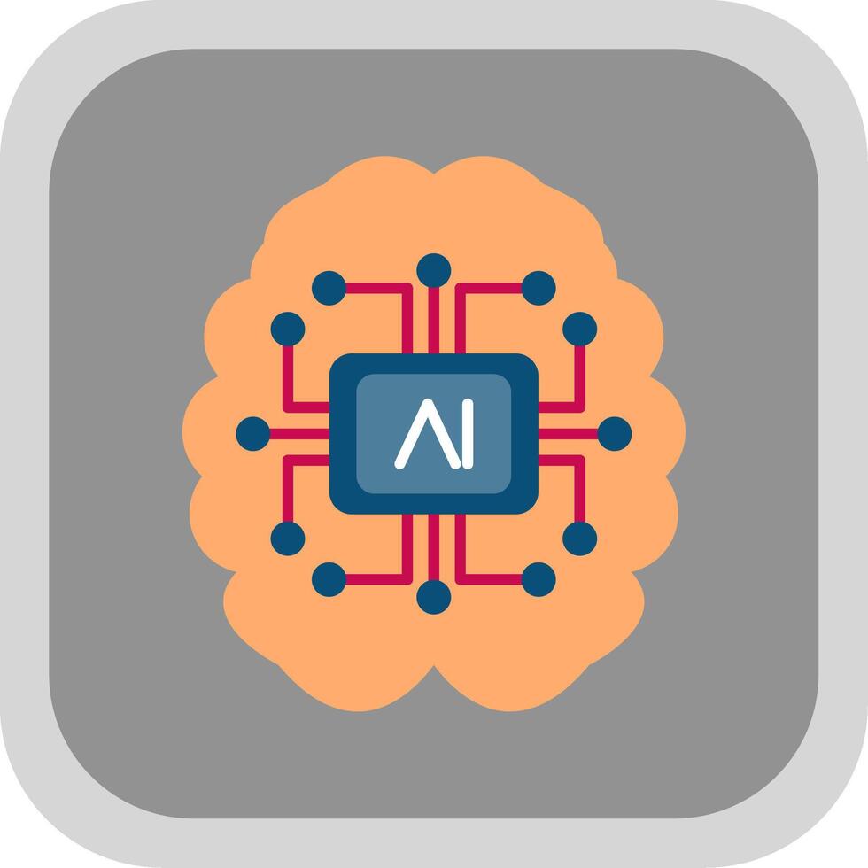 artificial inteligência plano volta canto ícone vetor