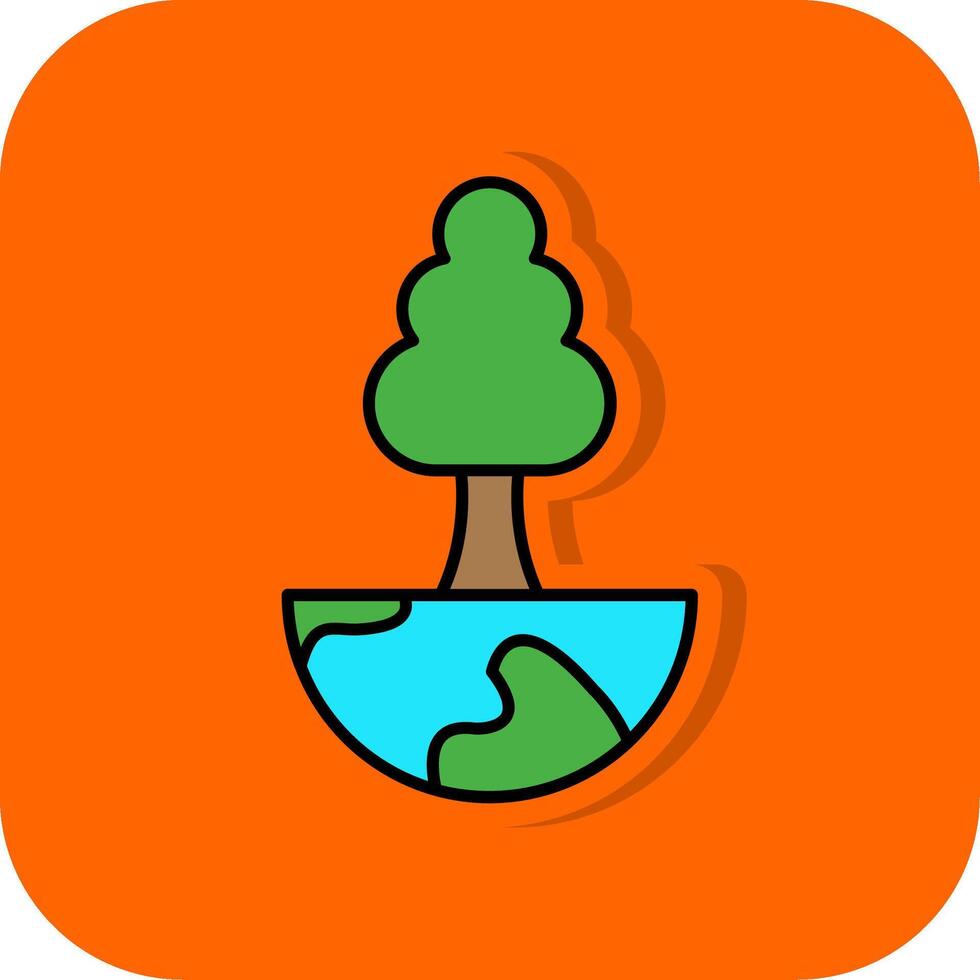 mundo árvore preenchidas laranja fundo ícone vetor