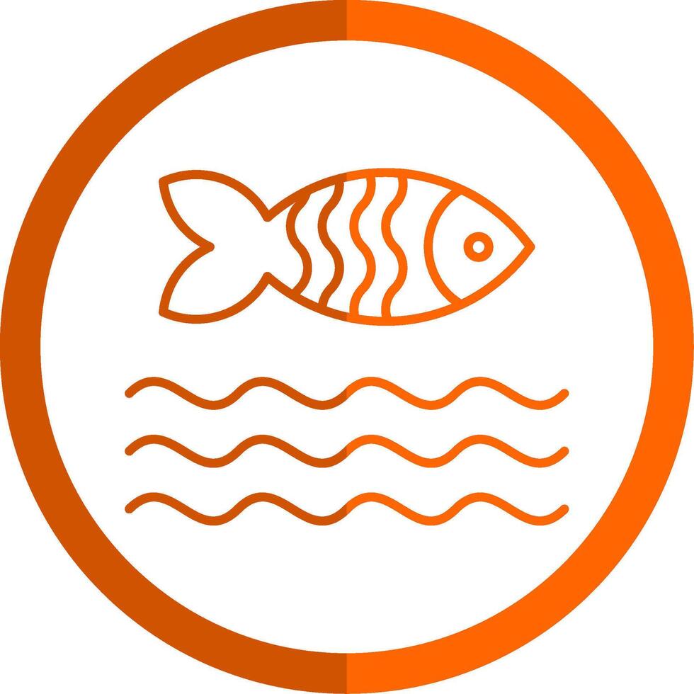 peixe linha laranja círculo ícone vetor