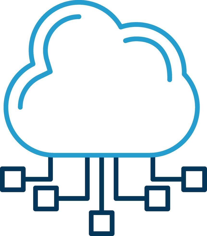 nuvem servidor linha azul dois cor ícone vetor