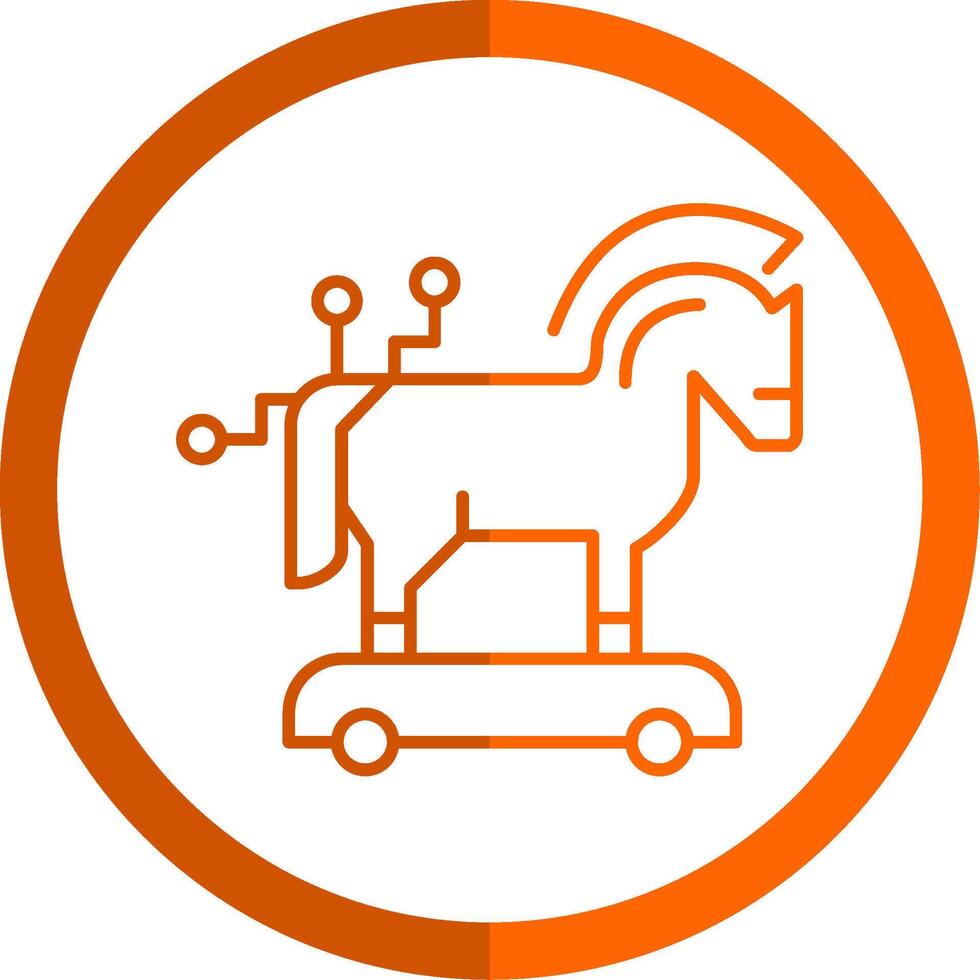 trojan cavalo linha laranja círculo ícone vetor