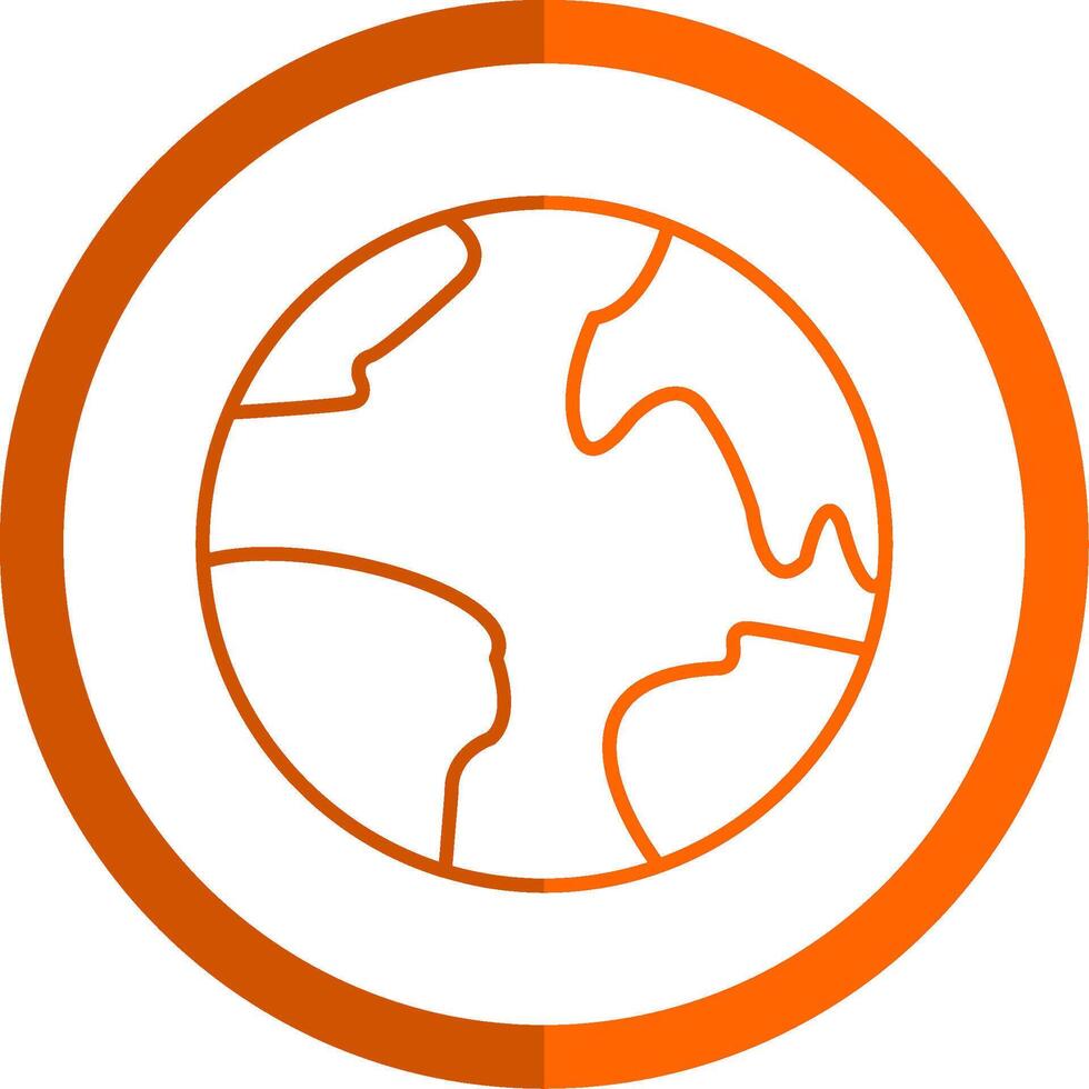 planeta terra linha laranja círculo ícone vetor