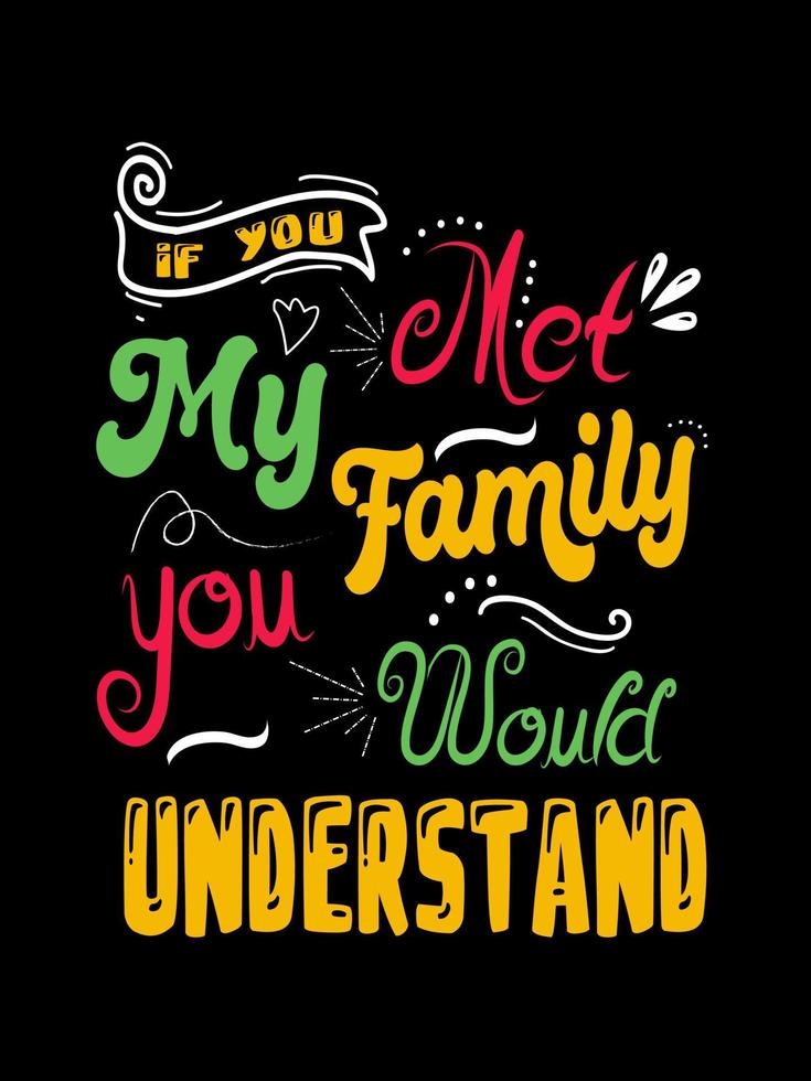 Se você conhecesse minha família, você entenderia o design de uma t-shirt familiar, as letras das citações da tipografia. designs de mercadorias de relacionamento para impressão. vetor