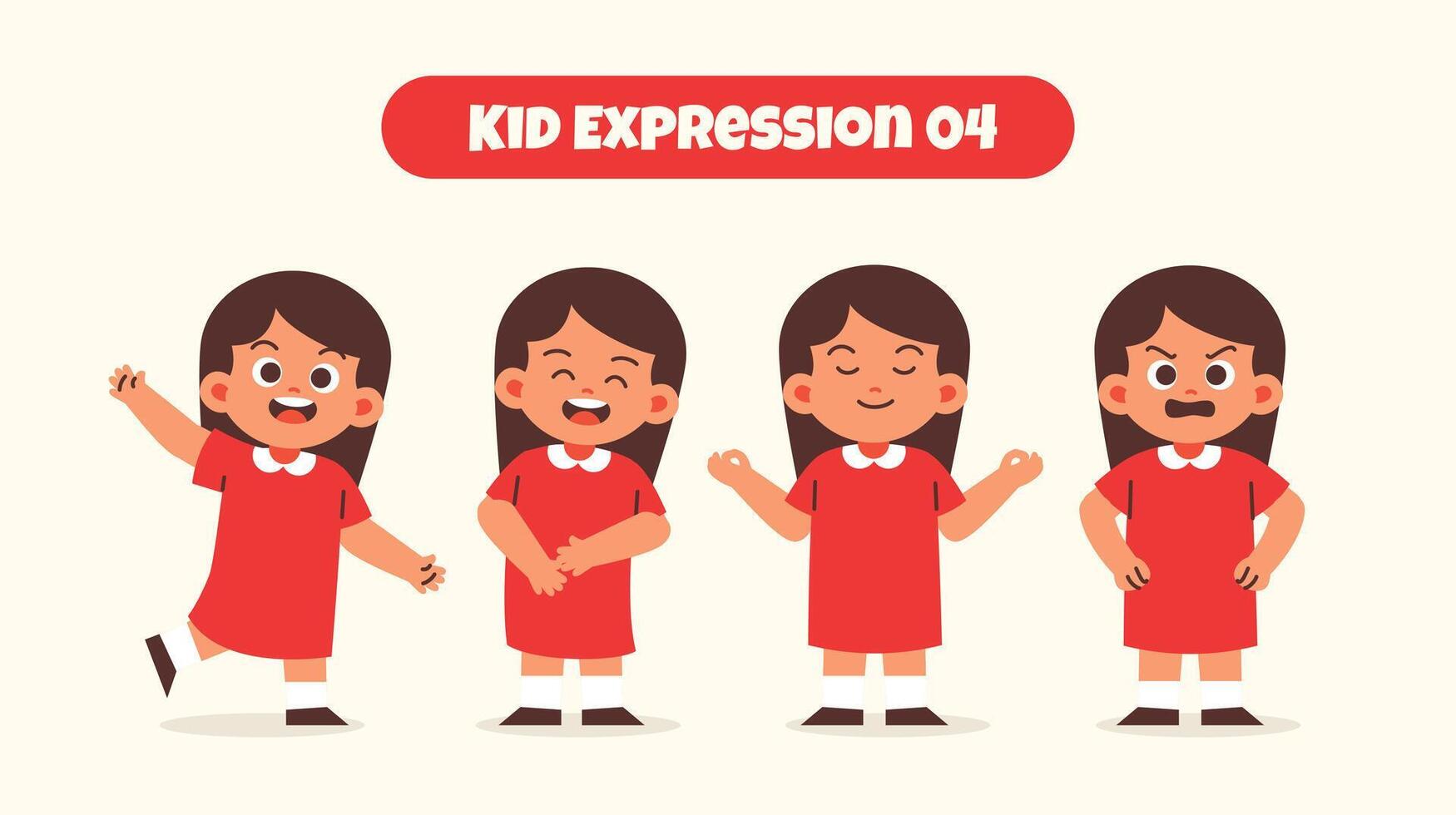 menina criança dentro vários expressões e gesto vetor