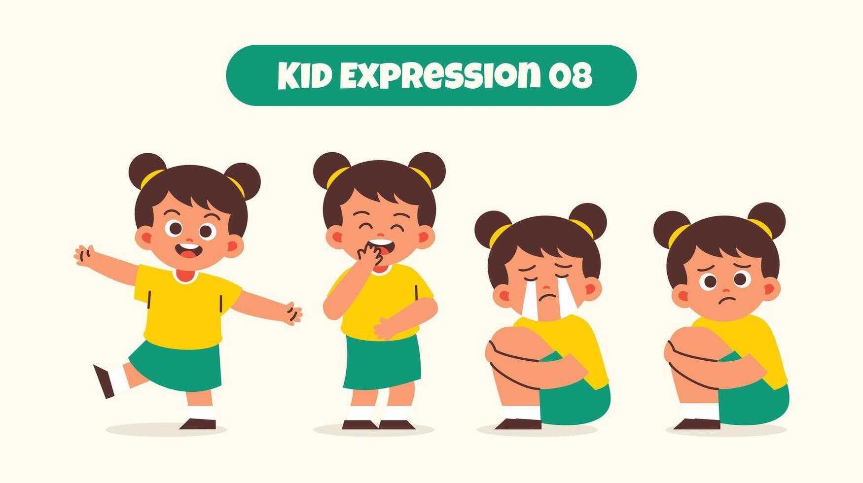 menina criança dentro vários expressões e gesto vetor