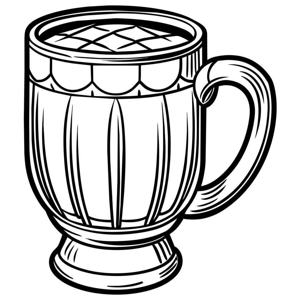 caneca esboço ilustração digital coloração livro página linha arte desenhando vetor