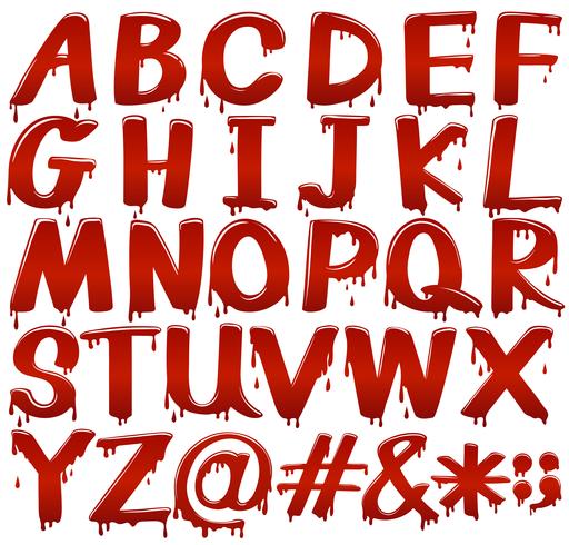 Letras do alfabeto em fontstyle sangrenta vetor
