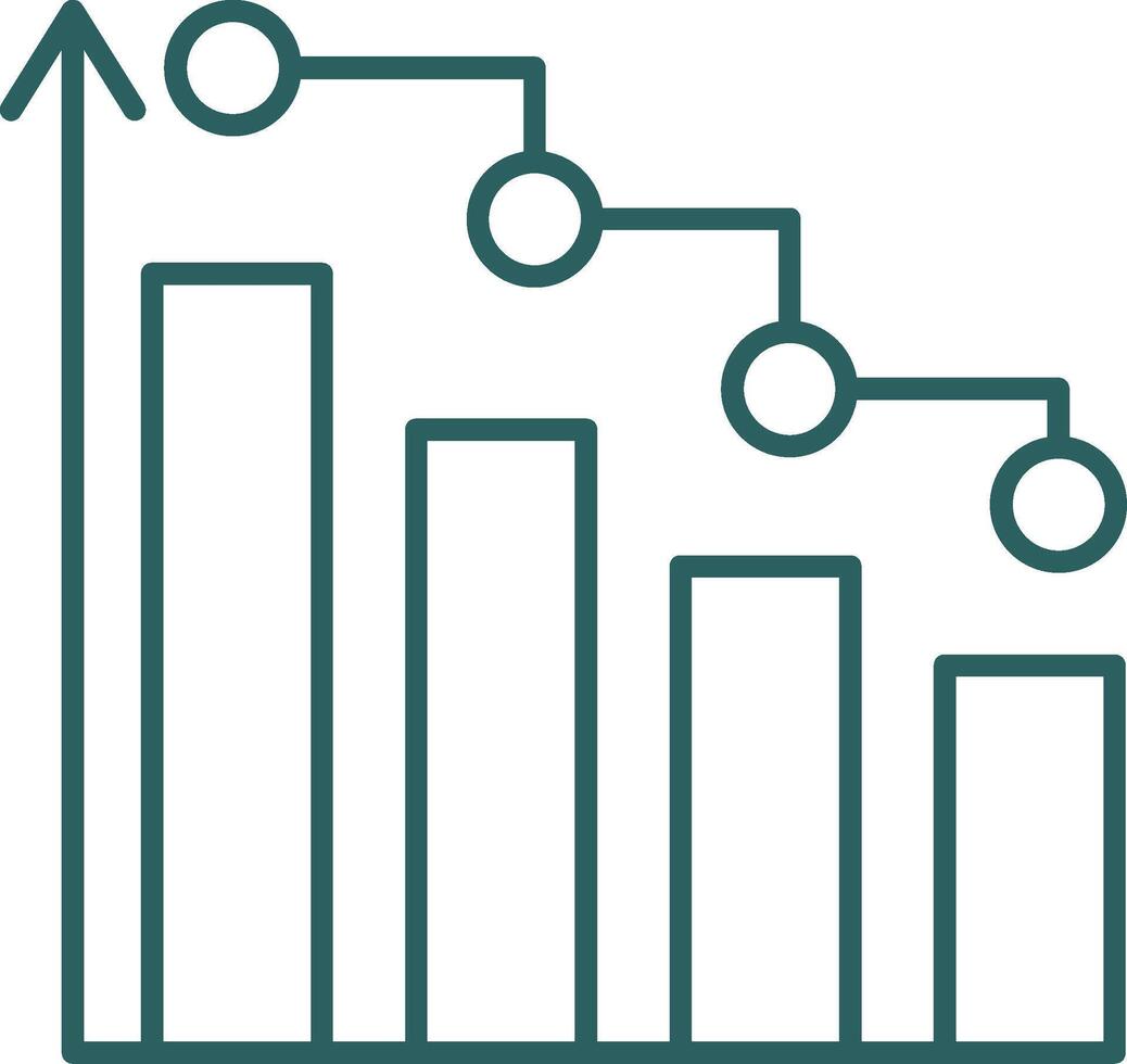 Barra gráfico linha gradiente volta canto ícone vetor