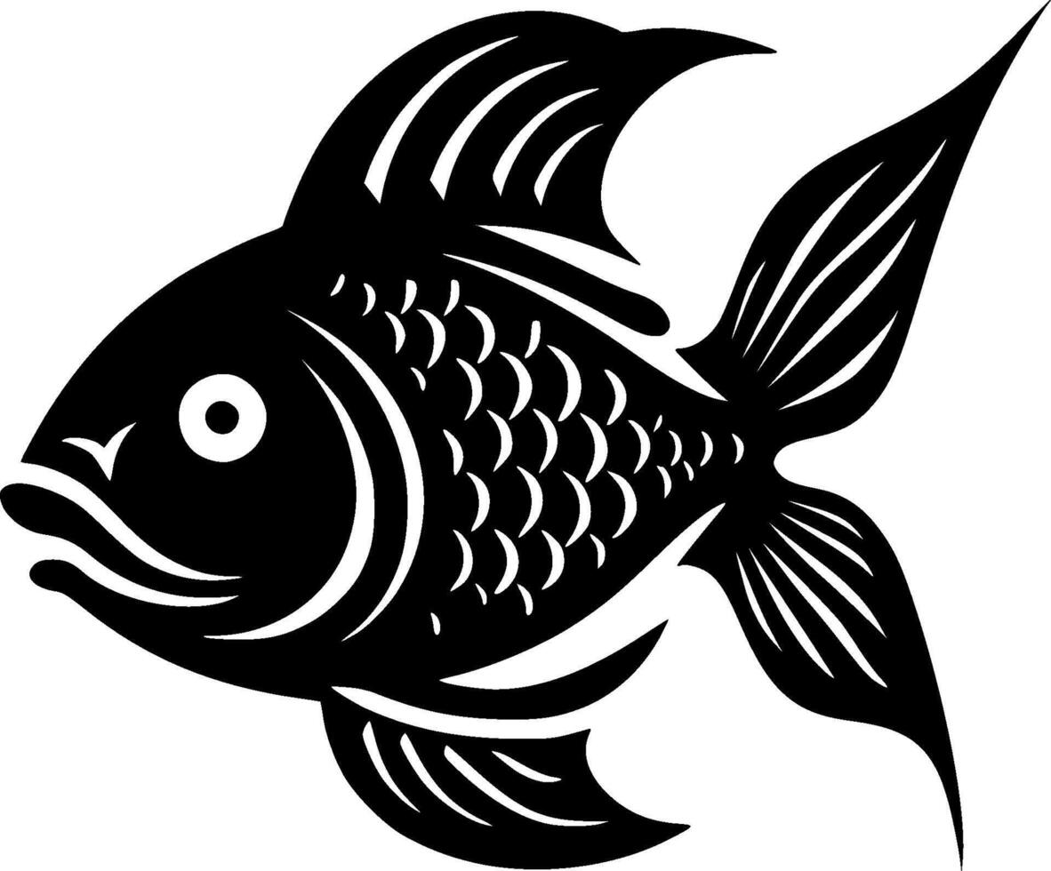 peixe - Preto e branco isolado ícone - ilustração vetor