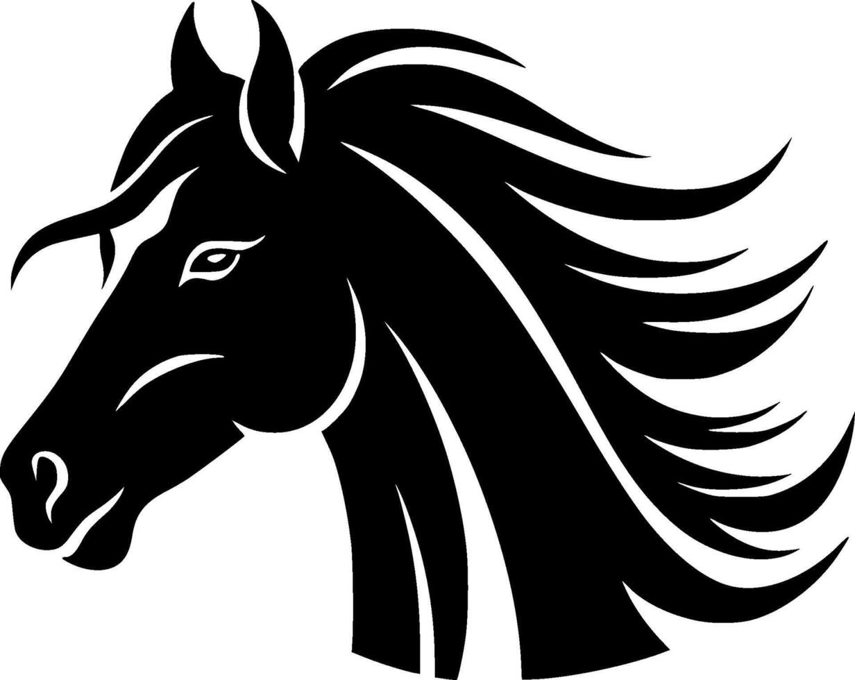 cavalo - Preto e branco isolado ícone - ilustração vetor