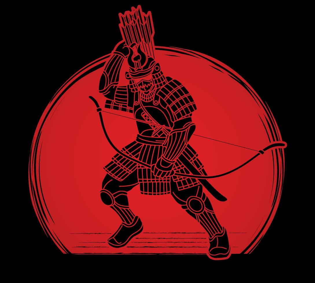 silhueta do guerreiro samurai vetor