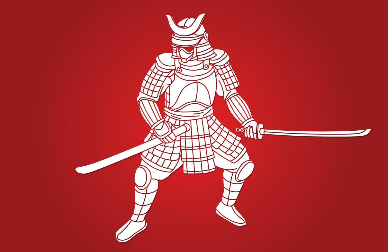 silhueta de ação do guerreiro samurai vetor