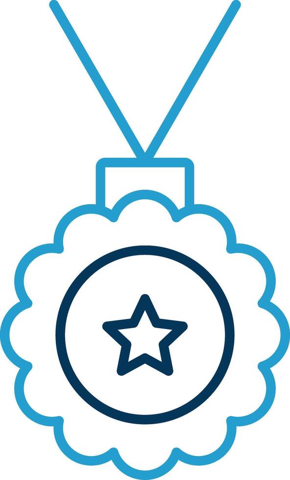 medalhão linha azul dois cor ícone vetor