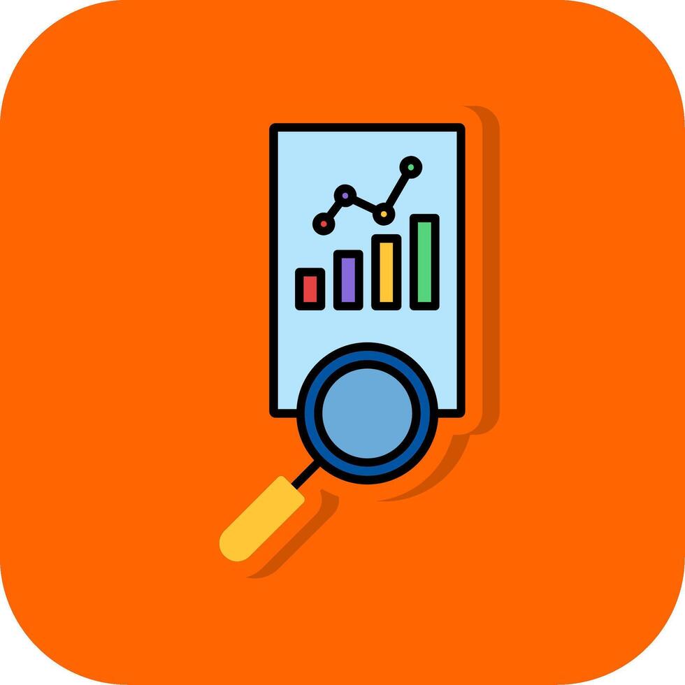 mercado análise preenchidas laranja fundo ícone vetor